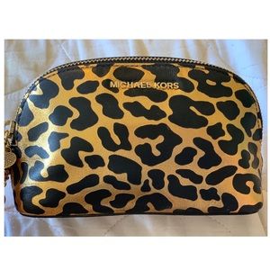 Michael Kors Gold Leopard Cosmetic Bag